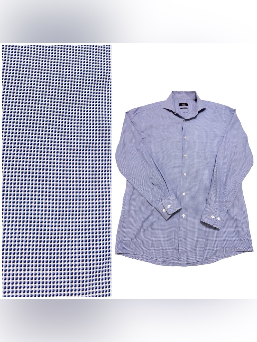Hugo Boss Sharp Fit Dress Shirt Cotton Button Down Blue White Size 15.5 32/33